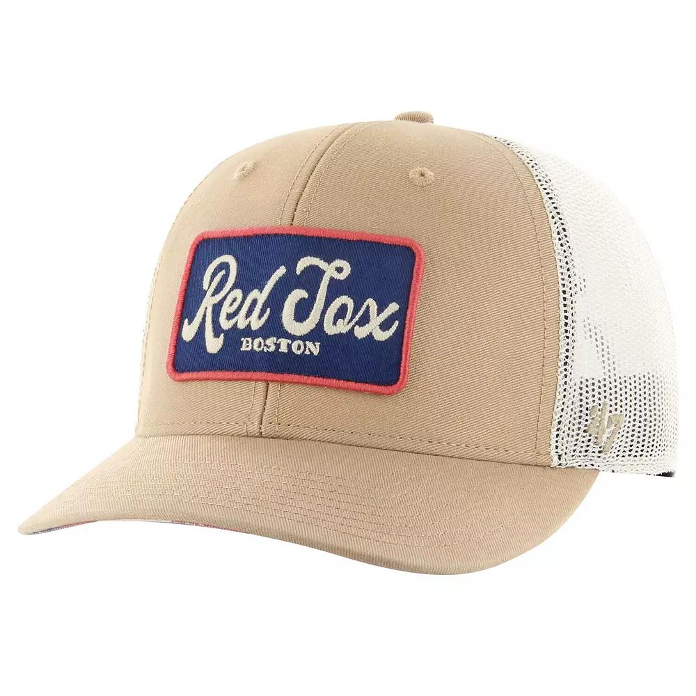 Men's '47 Khaki Boston Red Sox Glory Daze Trucker Adjustable Hat, Beig K Product Image