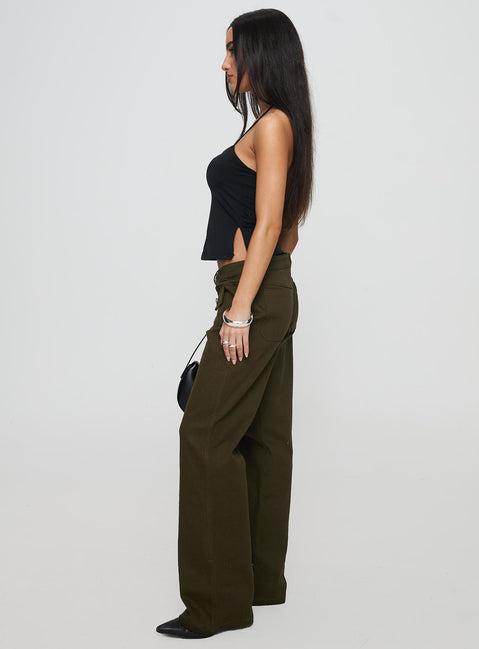 Benicale Low Rise Cargo Pants Olive Product Image