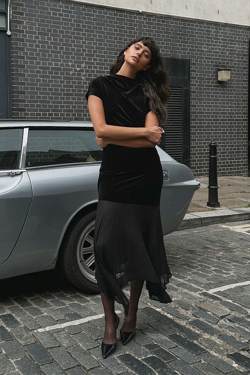 Pleated Skirt Midi Dress Product Image