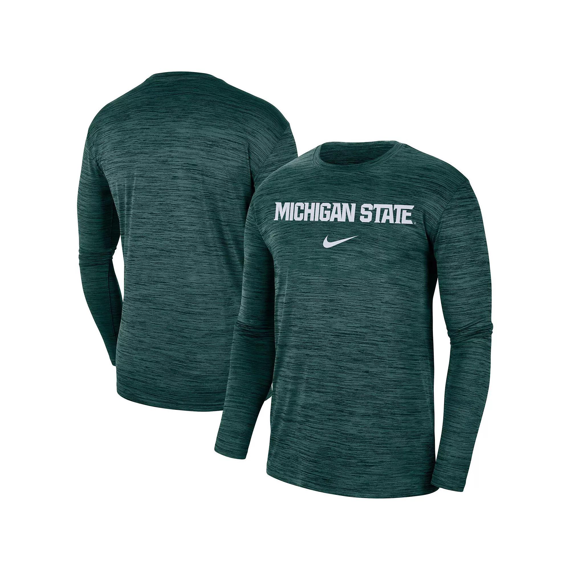 Men's Nike Green Michigan State Spartans Team Velocity Performance Long Sleeve T-Shirt,  Product Image