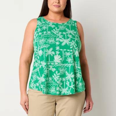 St. John's Bay Womens Scoop Neck Sleeveless Plus Tank Top Product Image