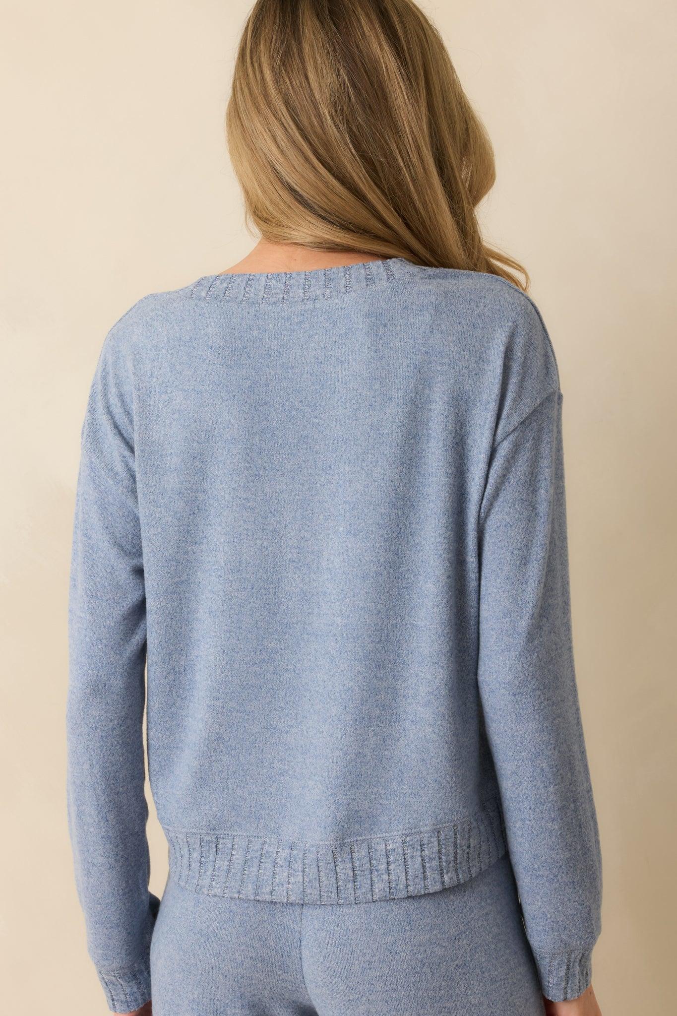 Z Supply Blue Velvet Courtney Soft V-Neck Sweater L / Blue Product Image
