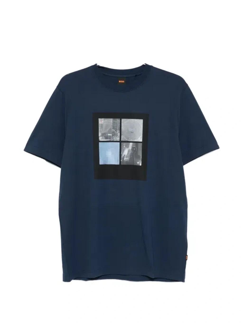HUGO BOSS Graphic-print T-shirt In Blue Product Image