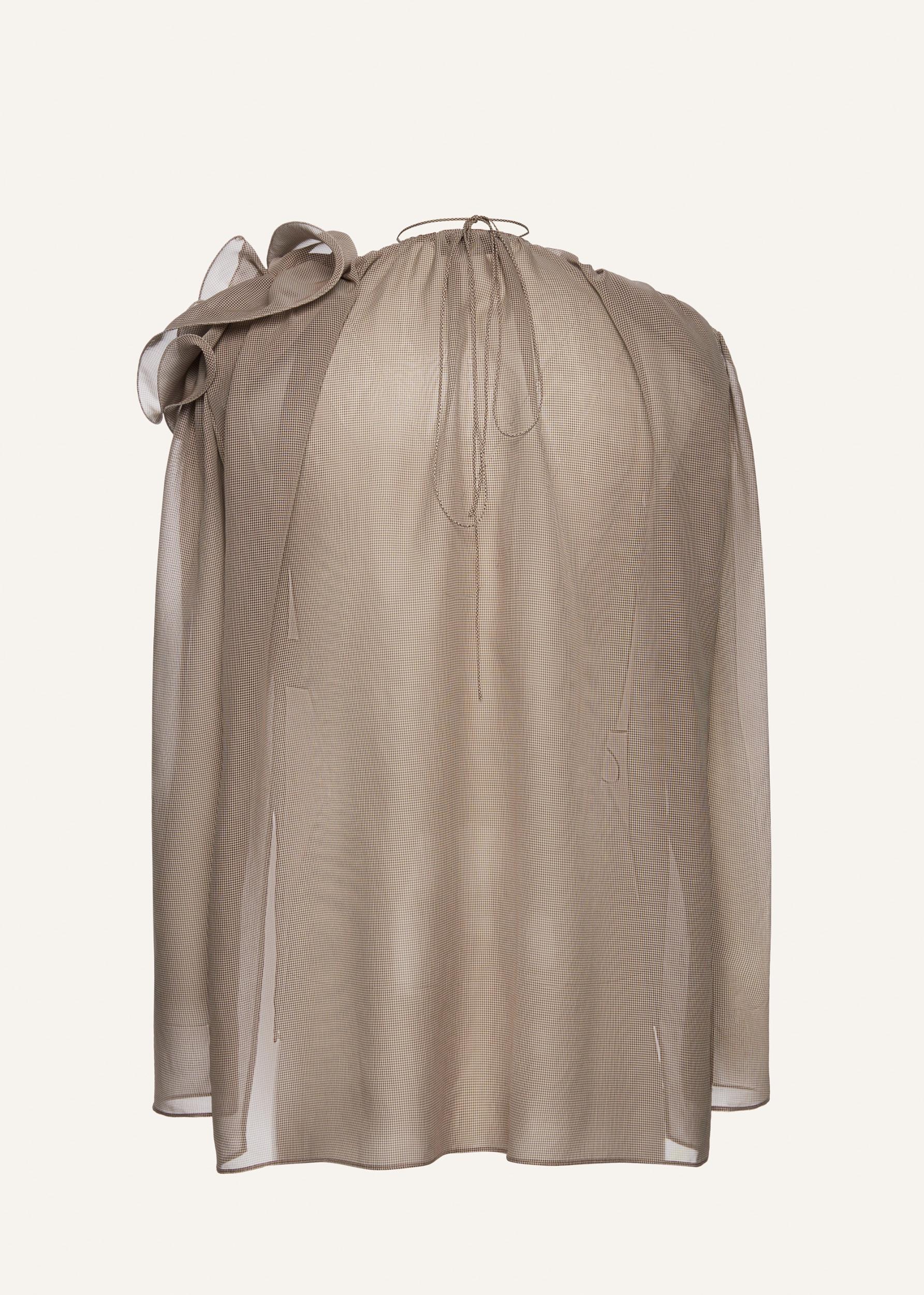 Classic silk flower blouse in brown Product Image