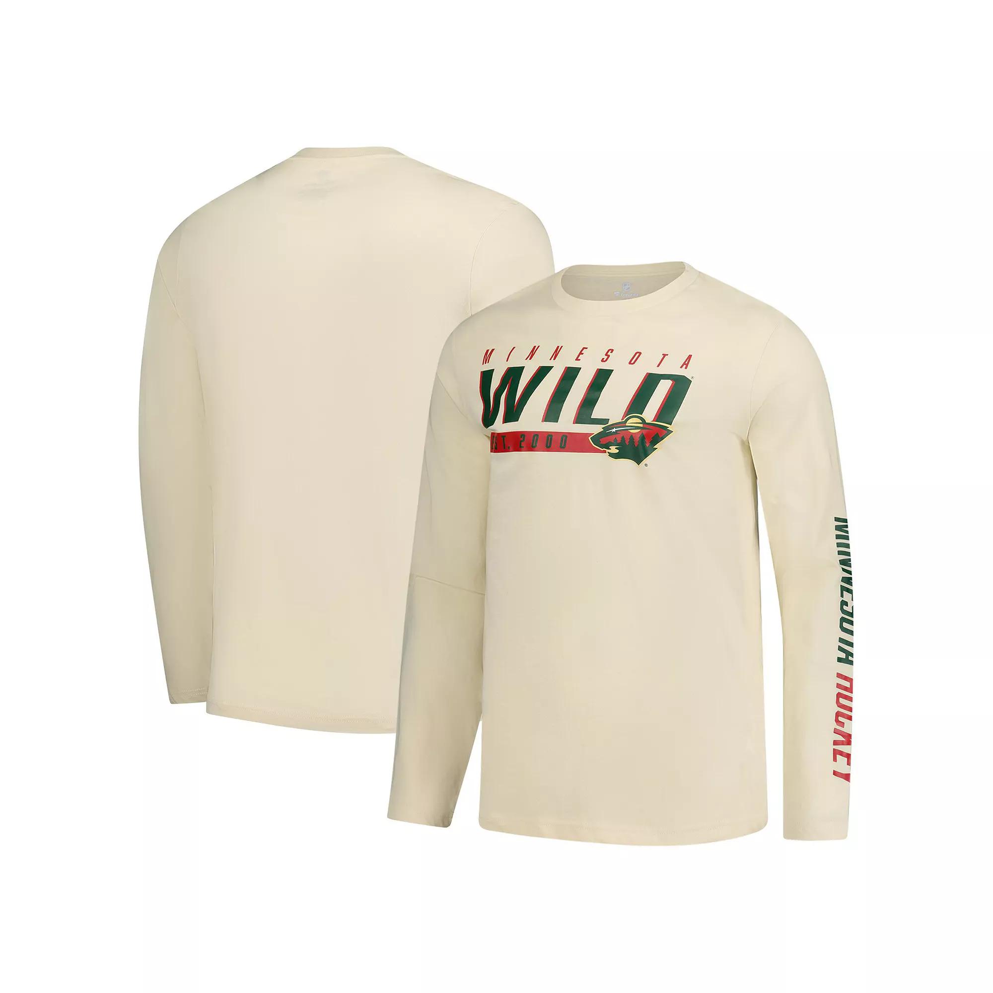 Men's Fanatics Cream Minnesota Wild Long Sleeve T-Shirt,  Product Image