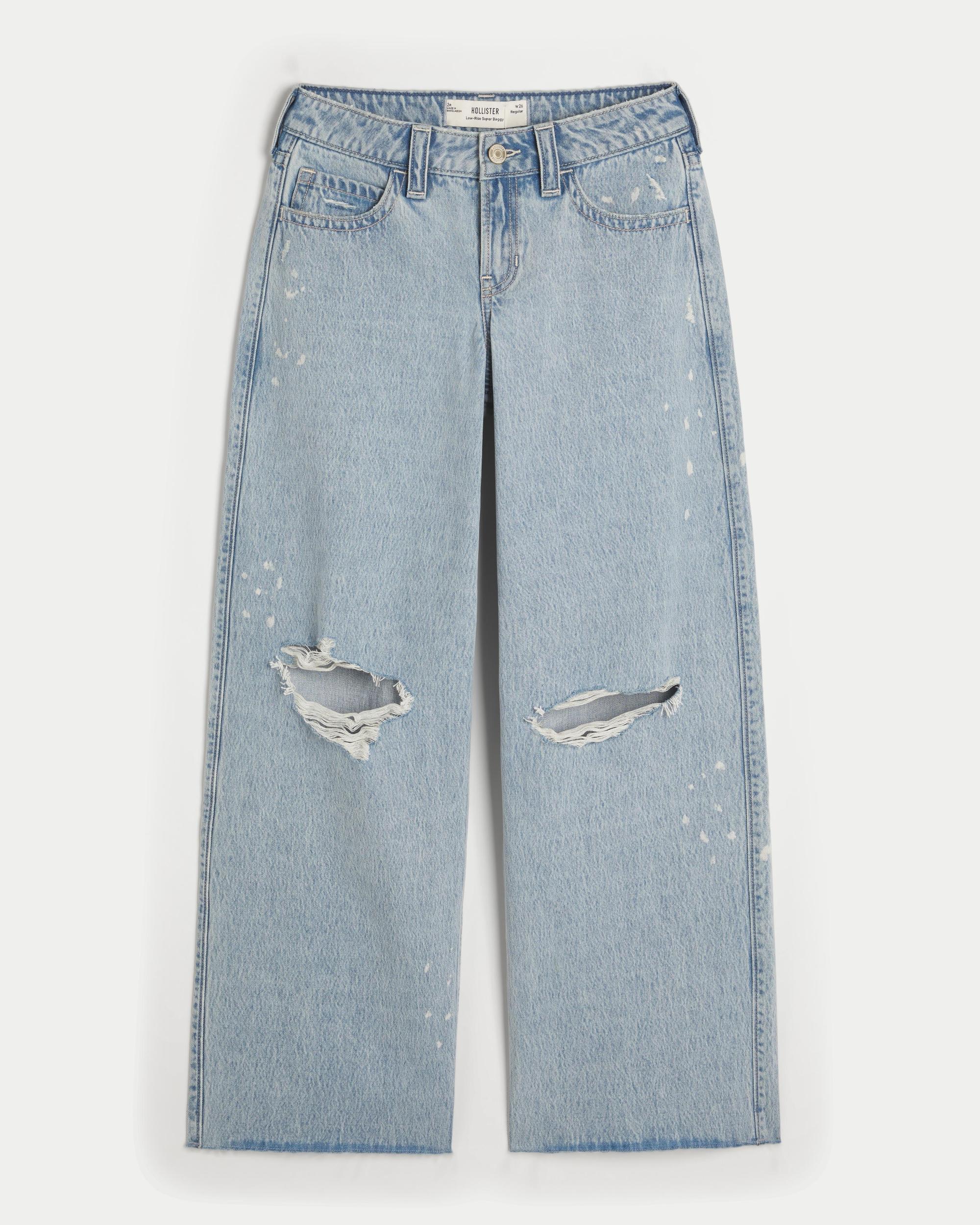 Low-Rise Medium Wash Super Baggy Jeans Product Image