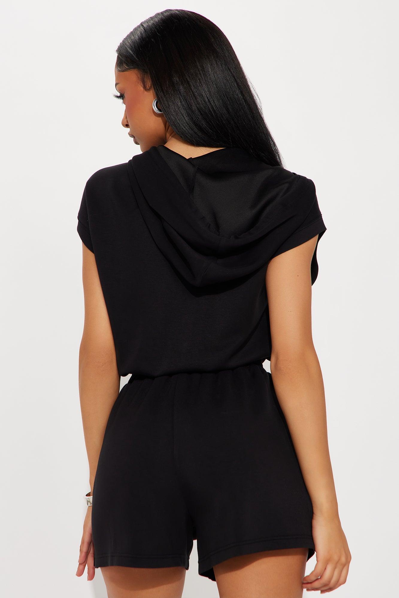 Running Errands Short Sleeve Romper - Black Product Image