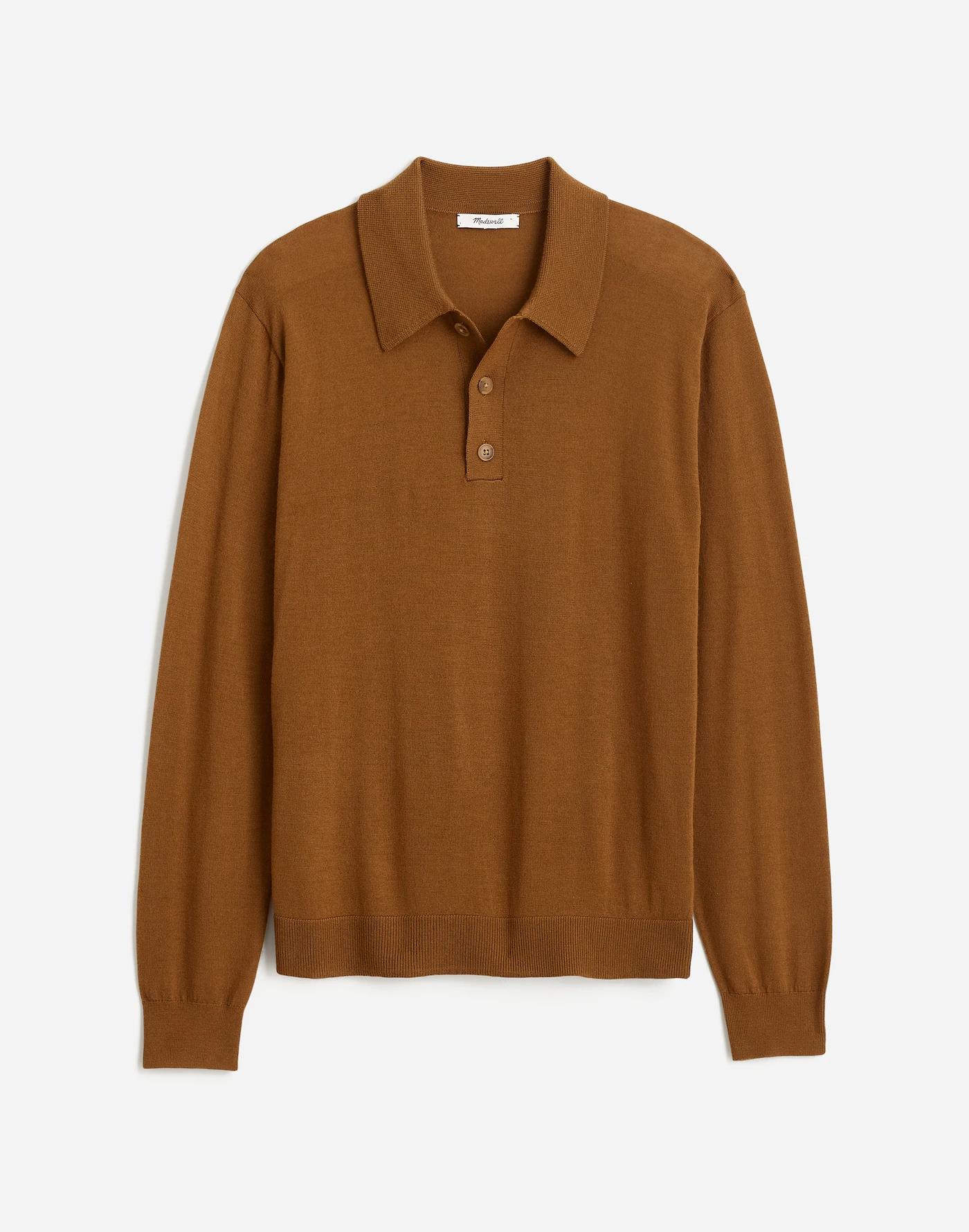 Three-Button Sweater Polo Shirt in Merino Wool Product Image
