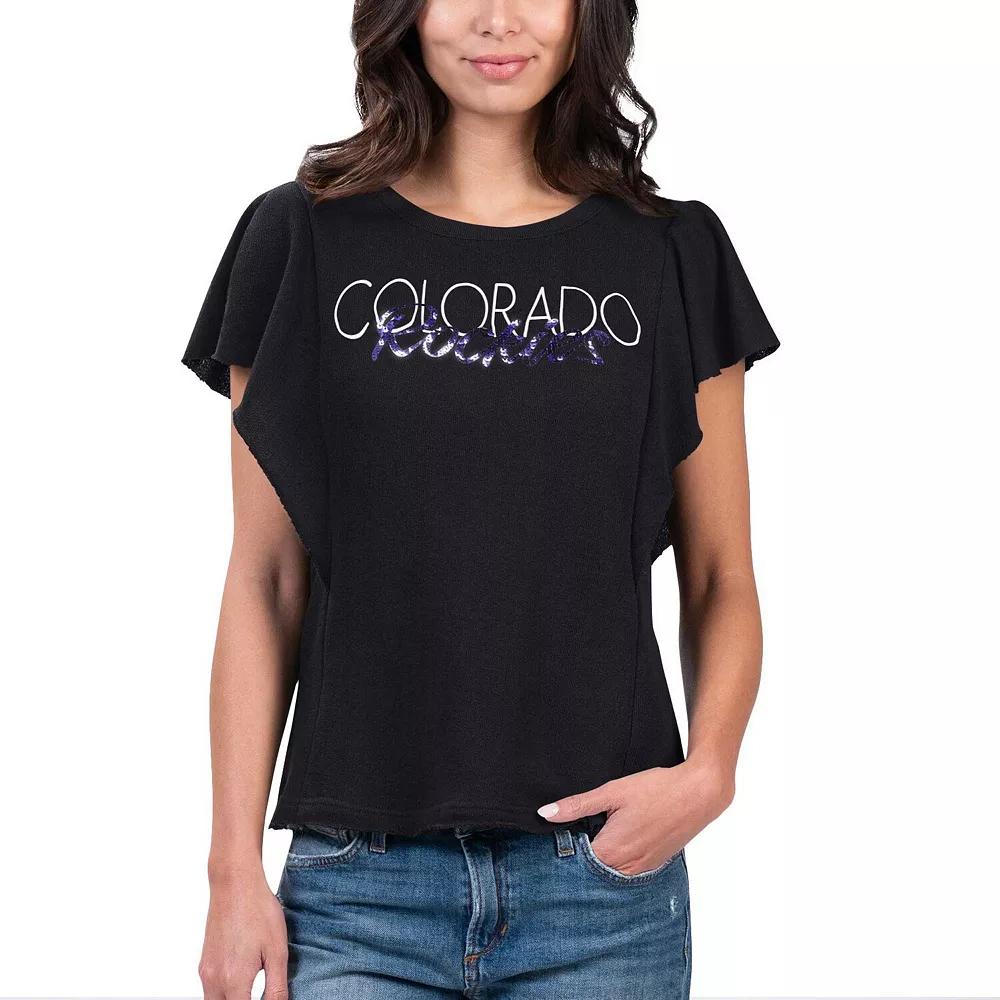 Women's G-III 4Her by Carl Banks Black Colorado Rockies Crowd Wave T-Shirt,  Product Image