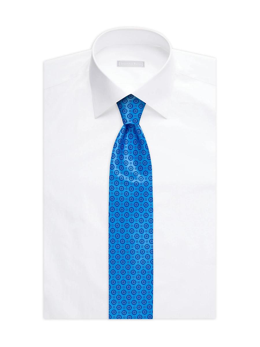 Mens Contrast Geometric Silk Tie Product Image
