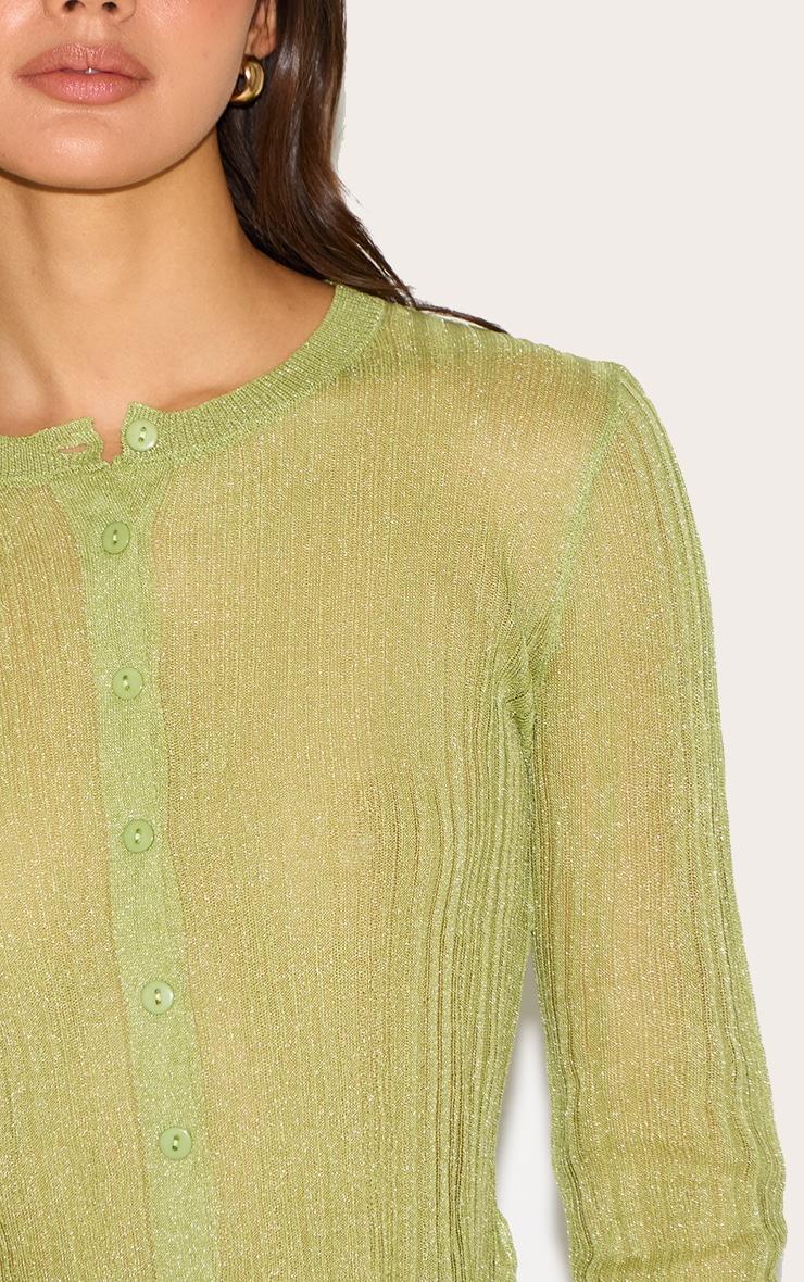 Olive Sheer Knit Cardigan Product Image