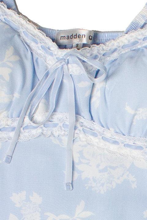 Puff Sleeve Lace Trim Floral Maxi Dress Product Image