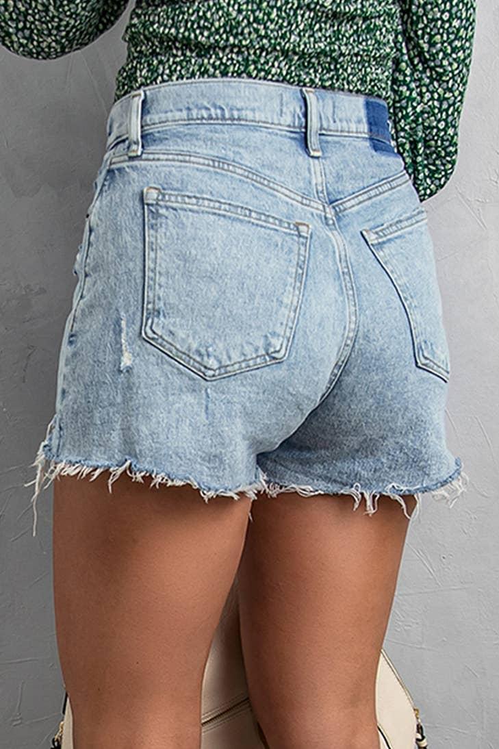 High Waist Denim Shorts Product Image