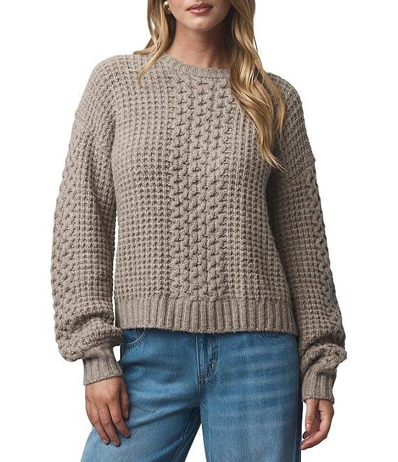 Splendid Celeste Wool Cashmere Blend Cable Knit Round Neck Long Sleeve Sweater Product Image