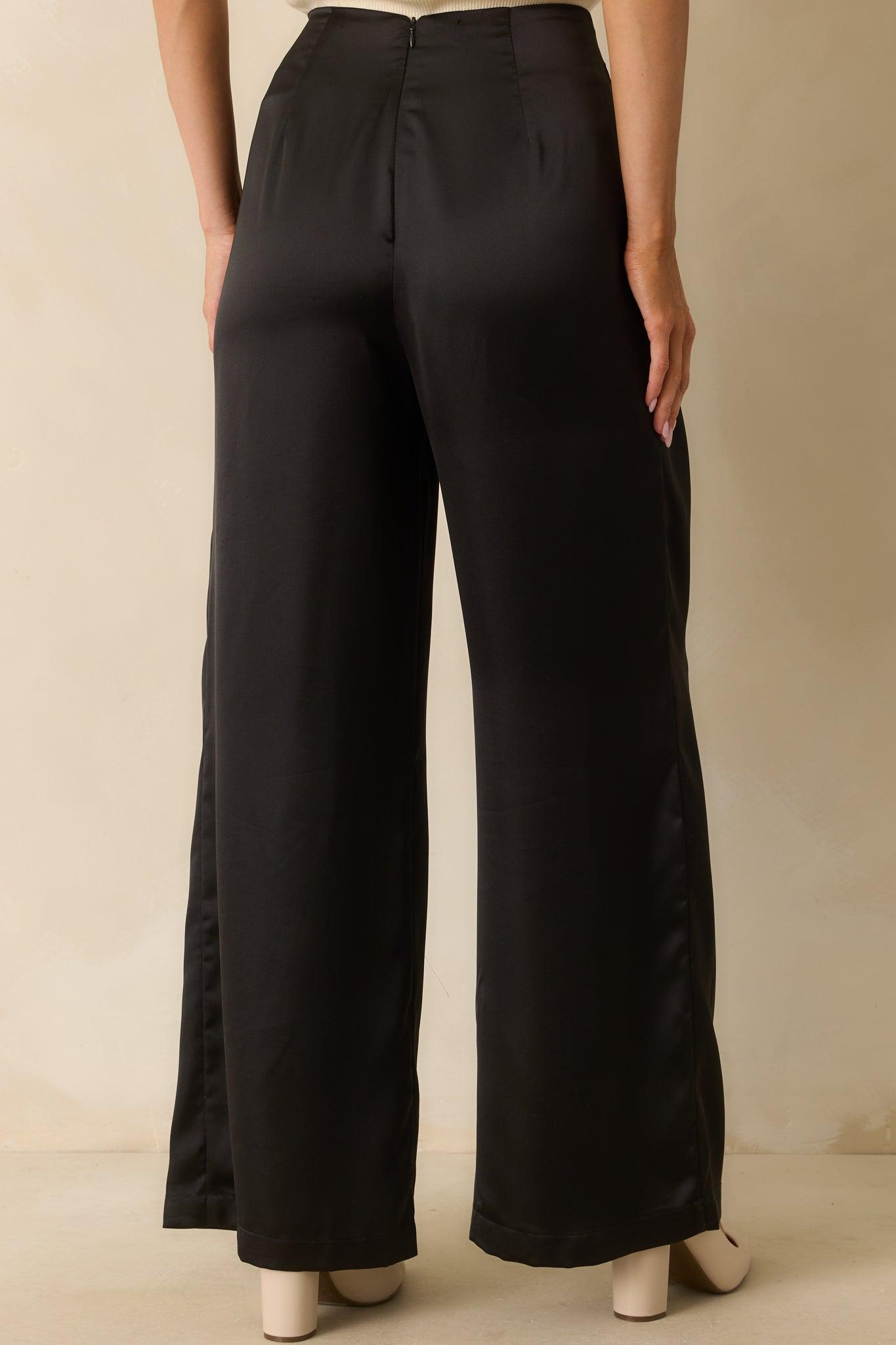 Gotta Love It Black Satin Wide Leg Pants Product Image