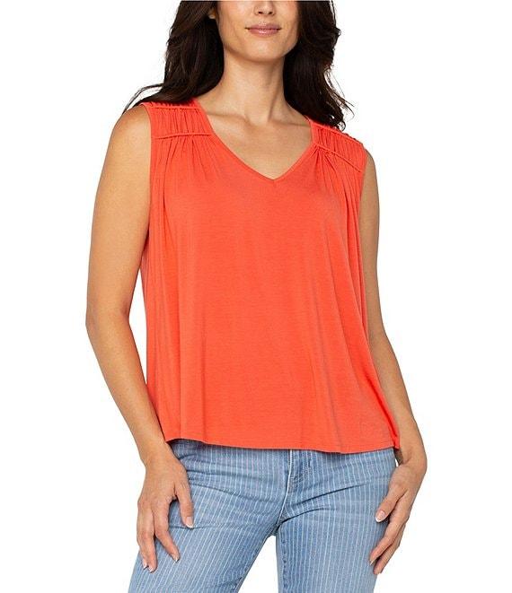 Liverpool Los Angeles Jersey Knit V-Neck Sleeveless Top Product Image
