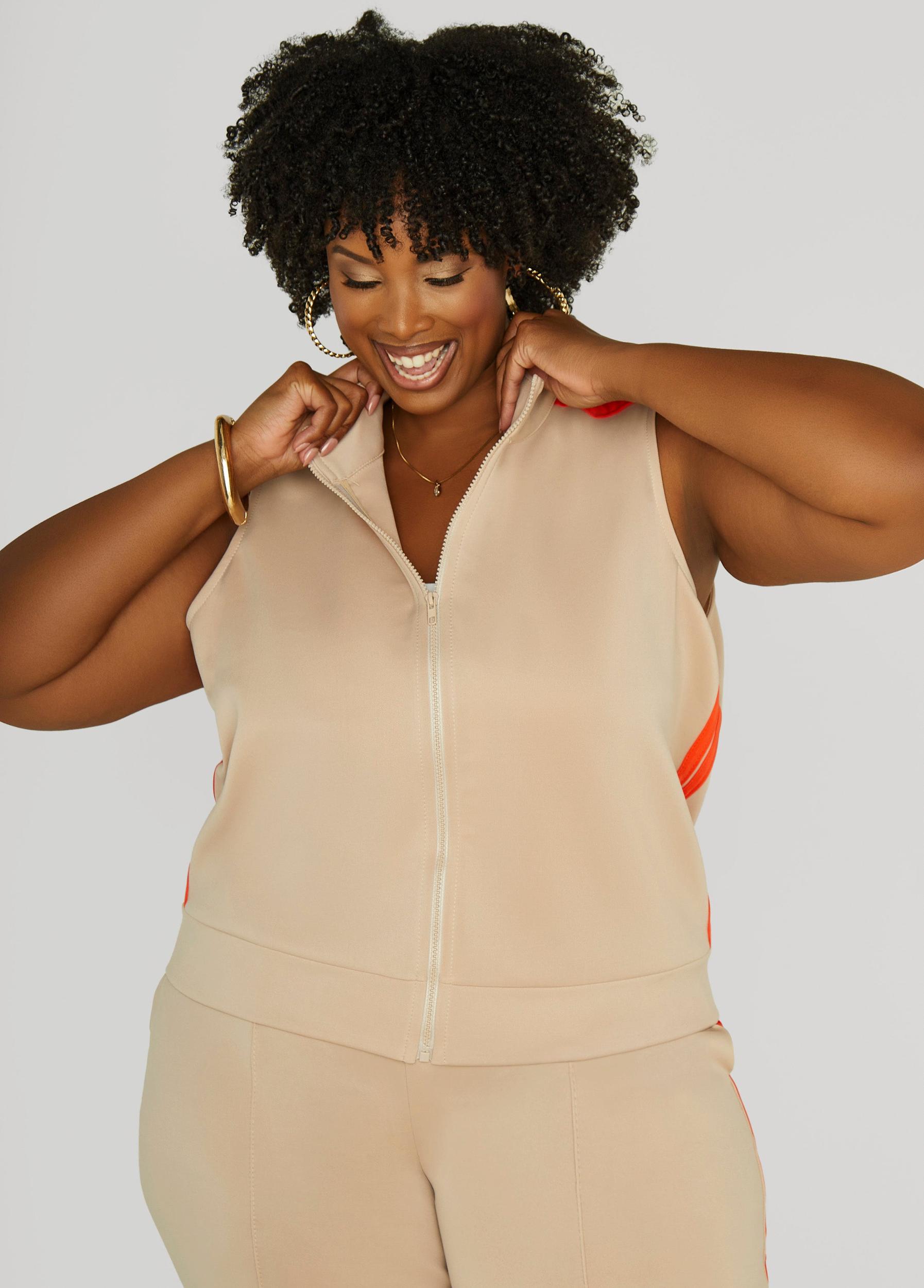 Plus Size Stripe Trimmed Capris Ashley Stewart Product Image