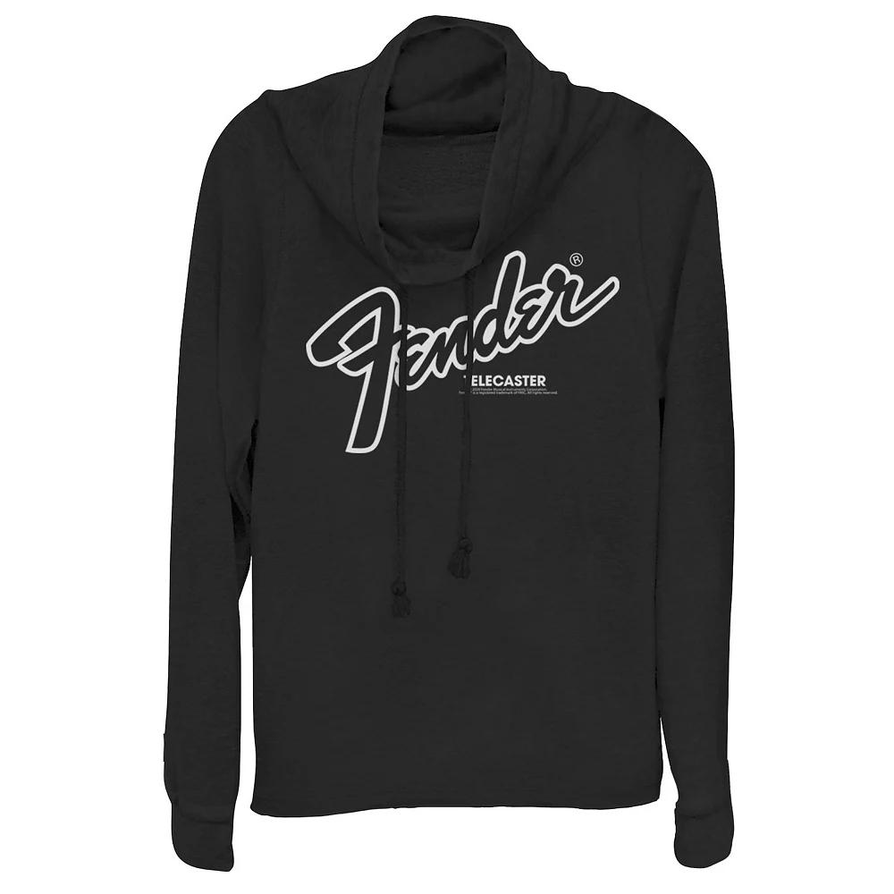 Juniors' Fender Telecaster Logo Outline Cowlneck Graphic Lightweight Long Sleeve, Girl's,  Product Image