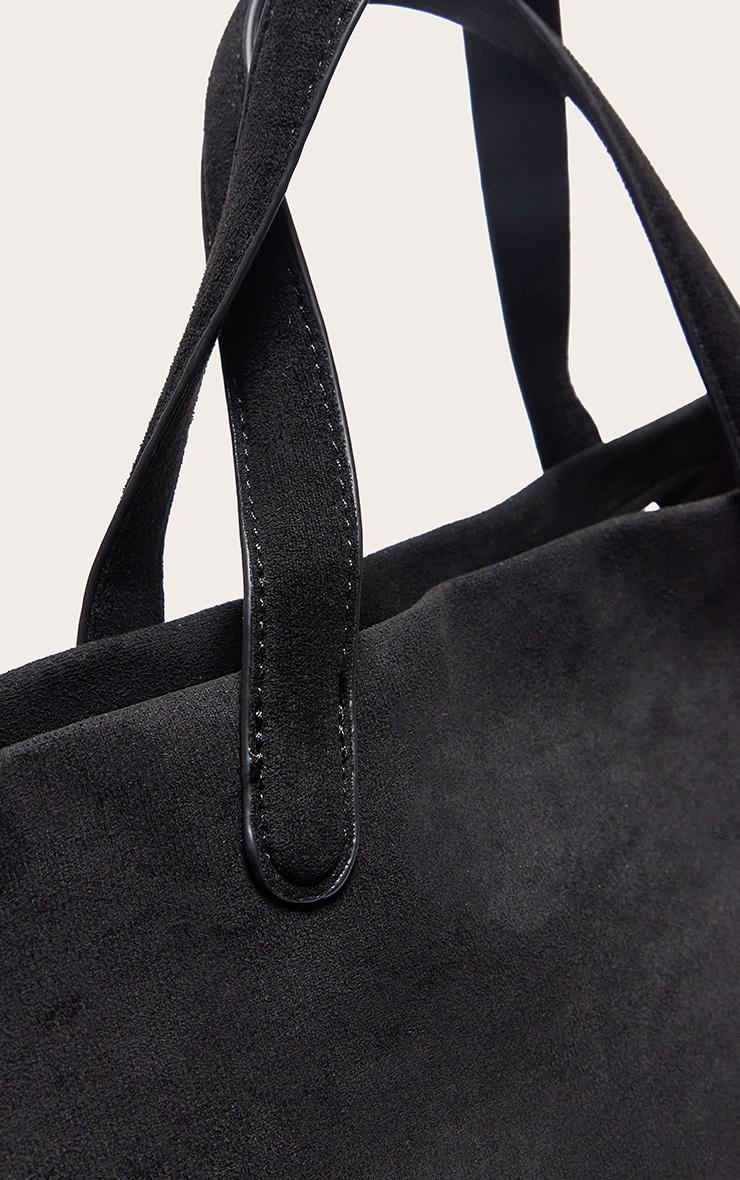  Black Faux Suede Elongated Hand Bag Product Image