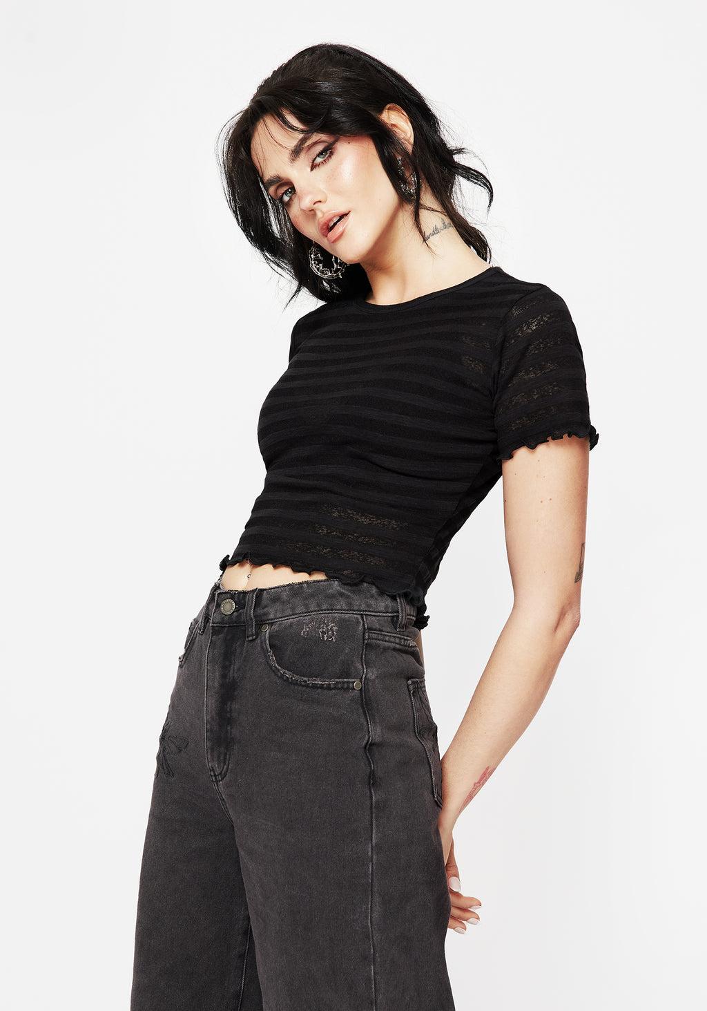 Gomez Lettuce Hem Jersey Crop Tee Product Image