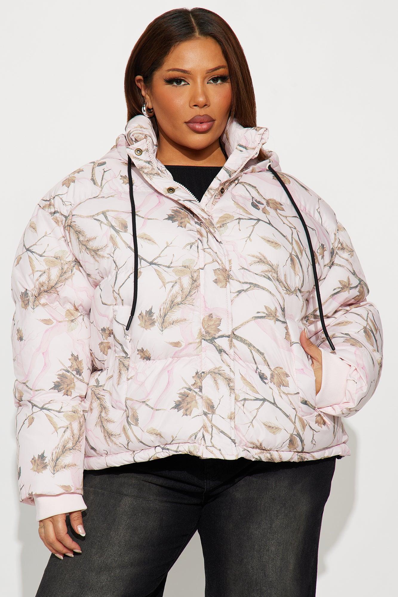 Ski Views Tree Camo Puffer Jacket - Pink/combo Female Product Image