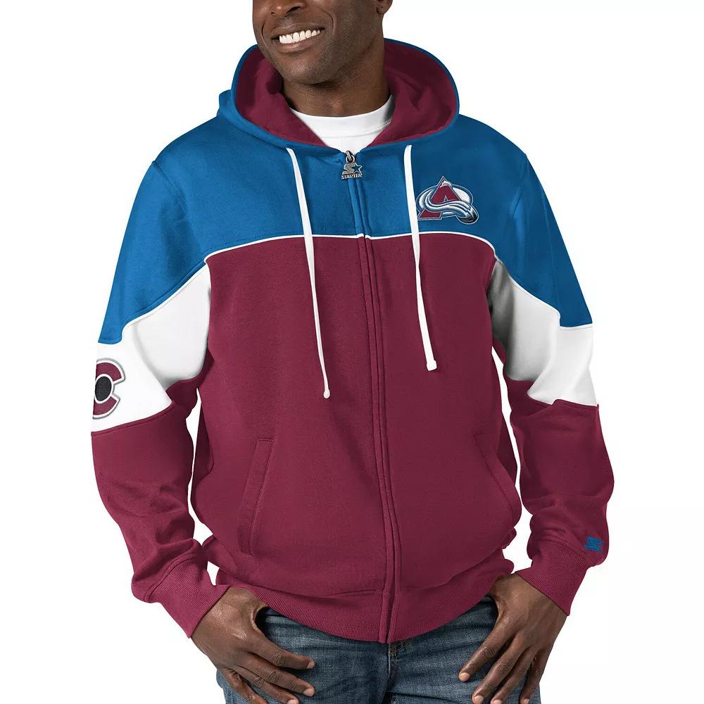 Men's Starter  Burgundy/Blue Colorado Avalanche Power Forward Full-Zip Hoodie, Size: Medium, Med Re Product Image