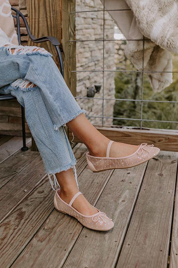 The Ariel Rhinestone Embellished Flat in Natural Product Image