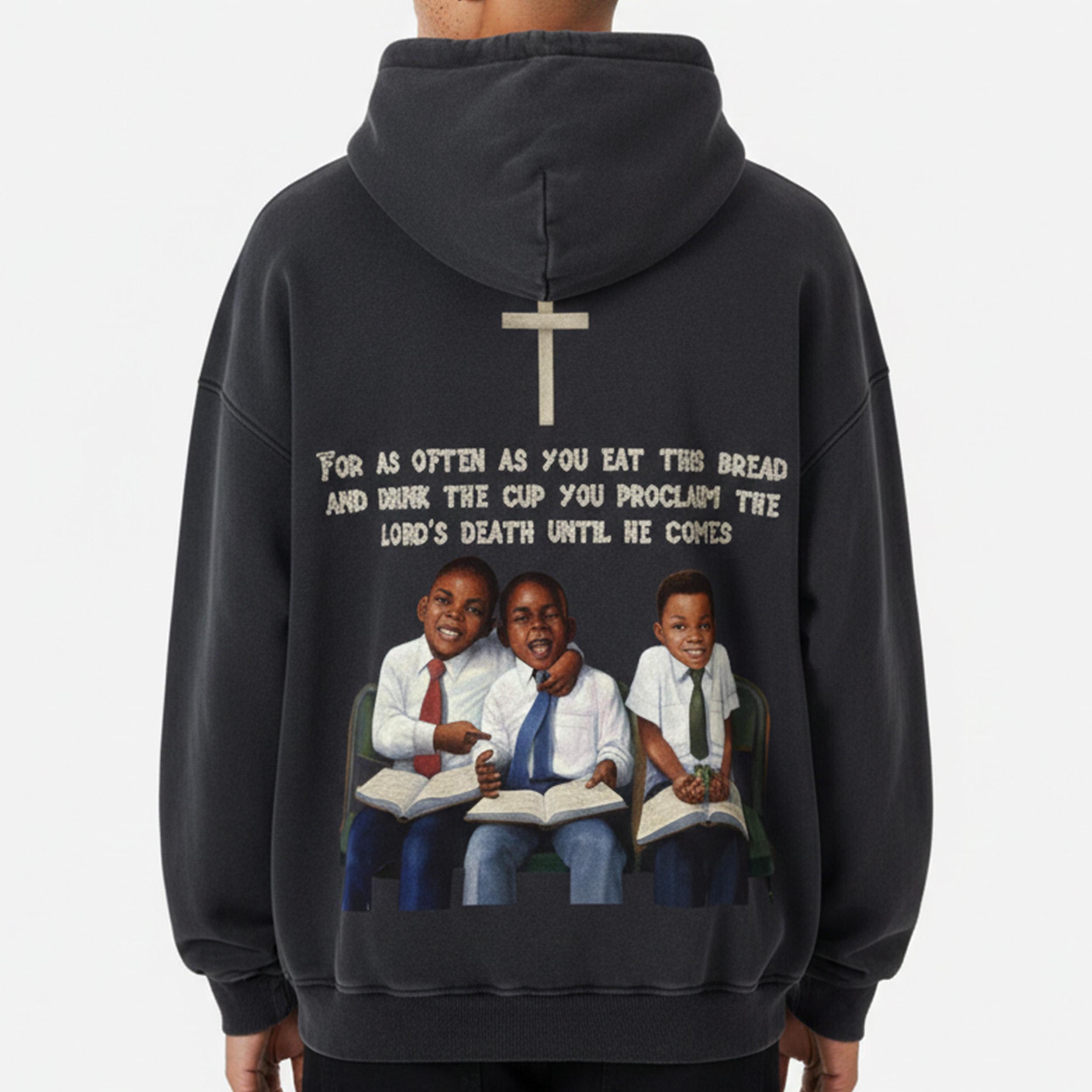 Vintage First Sunday Faith Graphic Acid Washed Oversized Hoodie Product Image