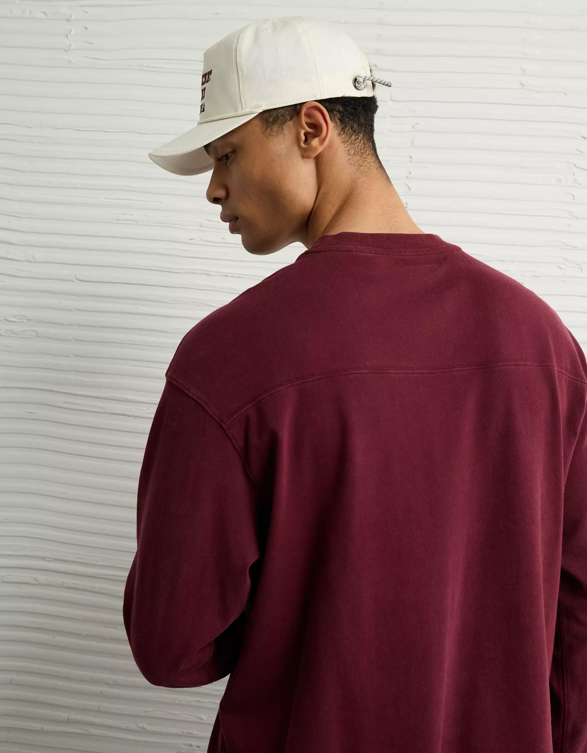 AE Long-Sleeve Boxy Sueded Jersey T-Shirt Product Image