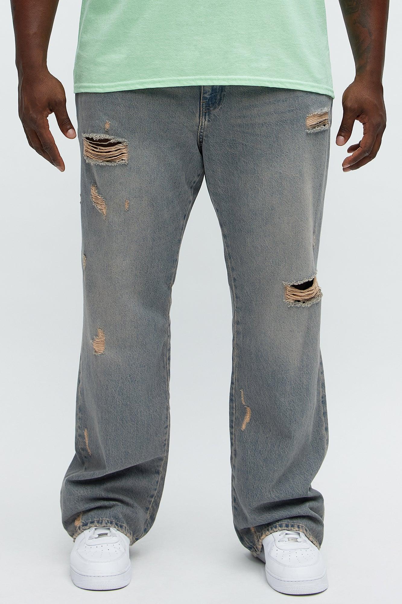 Don't Quit Ripped Stacked Slim Flare Jeans - Vintage Blue Wash Product Image