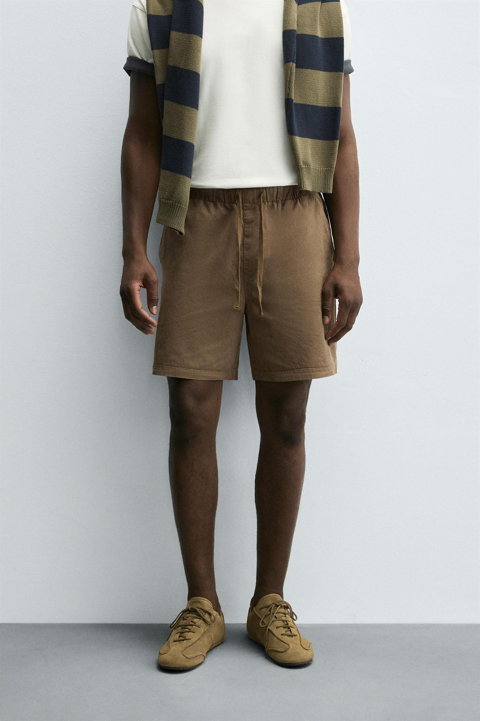 RELAXED FIT LYOCELL-COTTON SHORTS Product Image