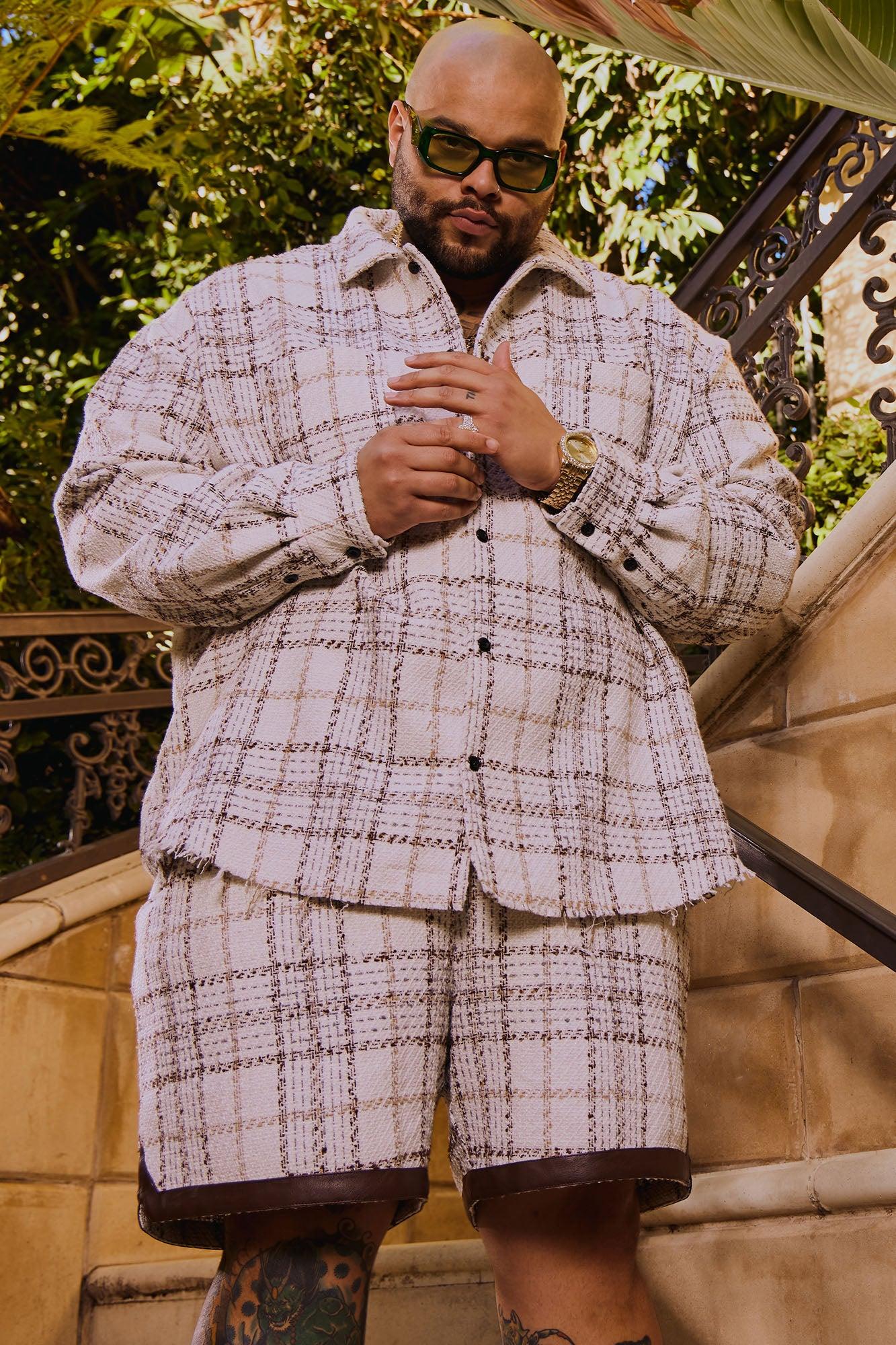 Casual Act Plaid Shacket - White/combo Male Product Image