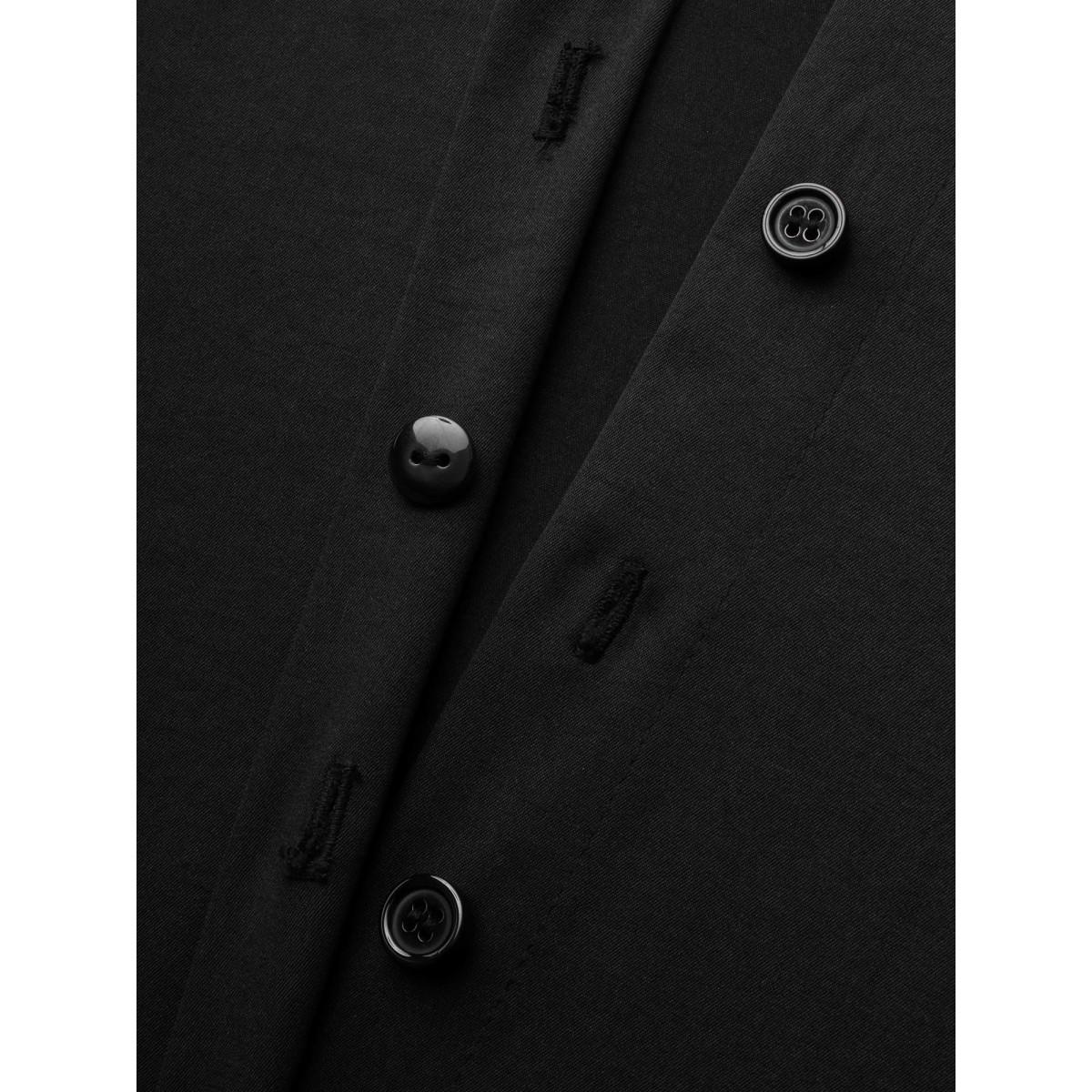 Plus Size Shirt Collar Curved Hem Midi Dress Black Women At the Office Belted Shirt collar Long Sleeve Curvy BloomChic 14-16/1X Product Image