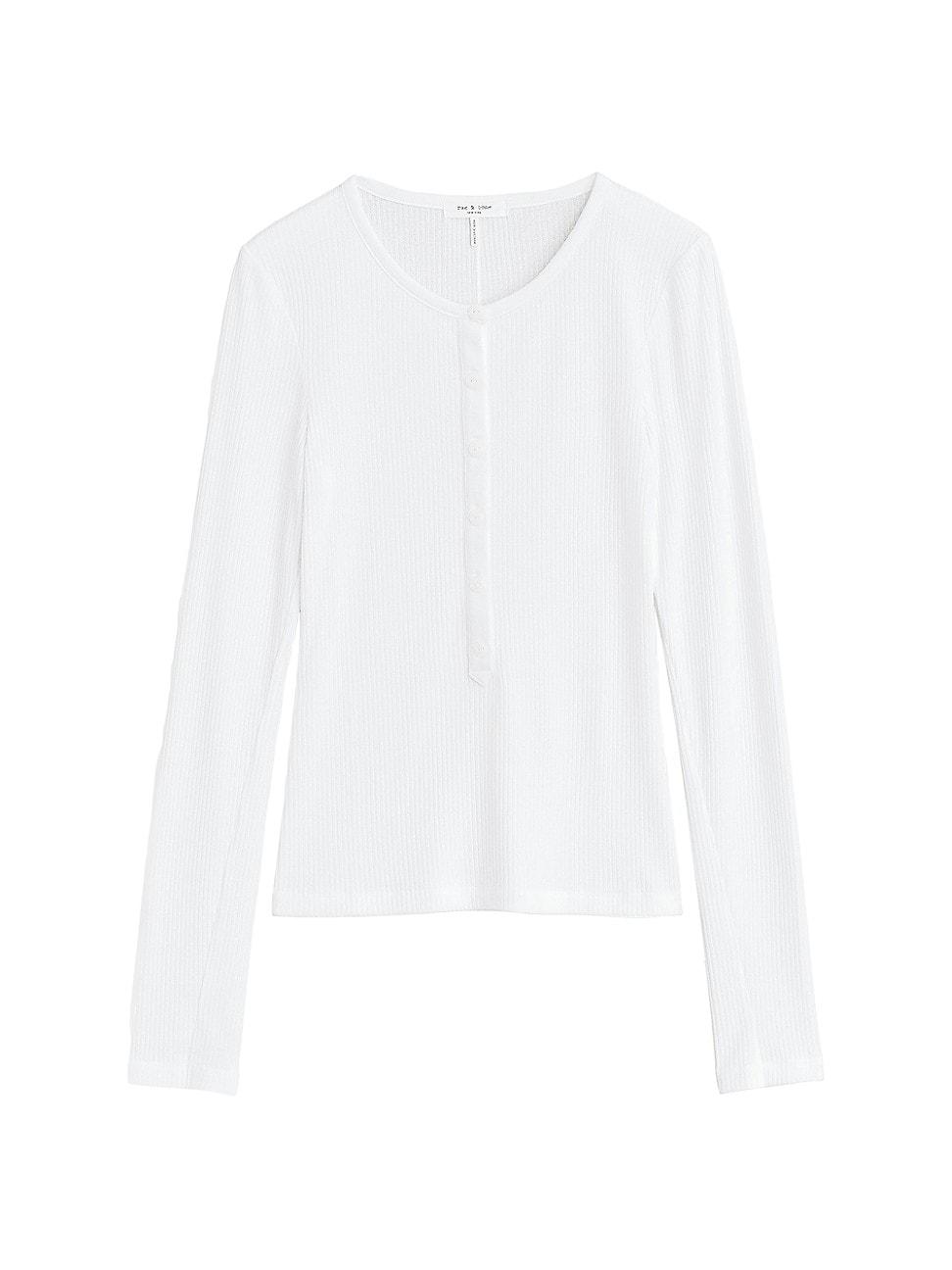 Womens Rib-Knit Henley Shirt Product Image