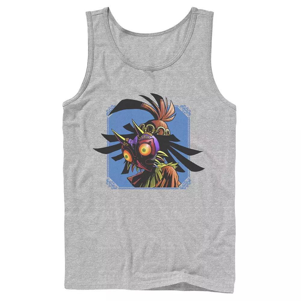 Men's Legend of Zelda Skull Kid Peers Down Blue Tank Top, Size: Large, Athletic Grey Product Image
