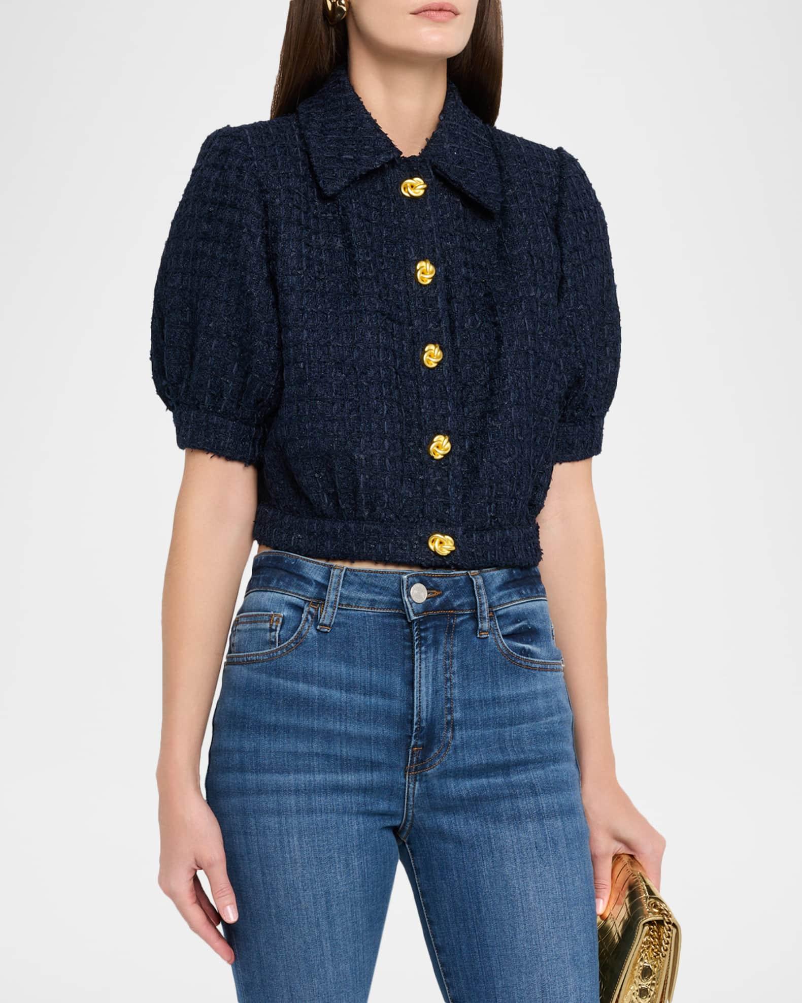 Cove Cropped Short-Sleeve Tweed Jacket Product Image