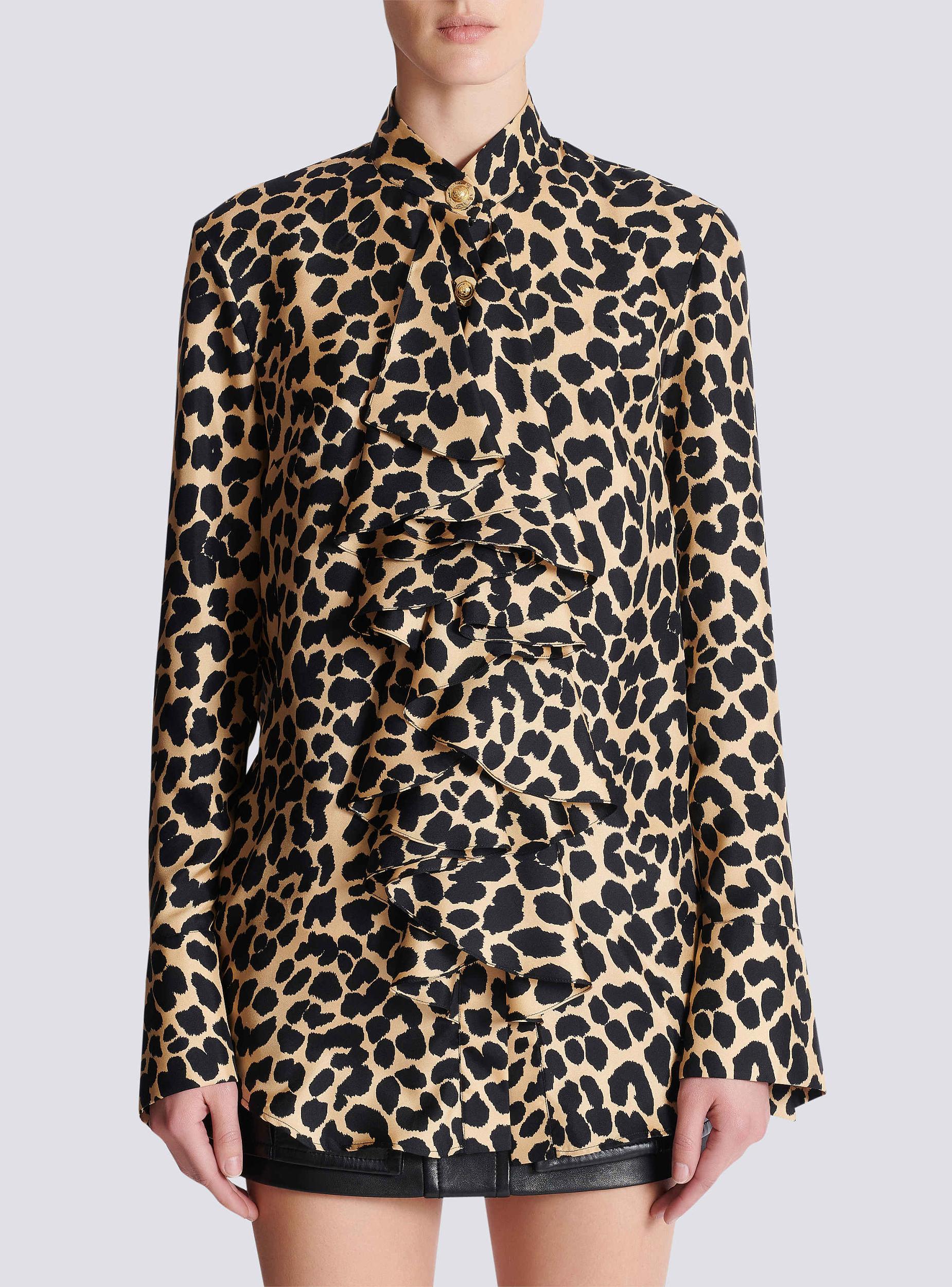 Leopard print ruffled shirt Product Image