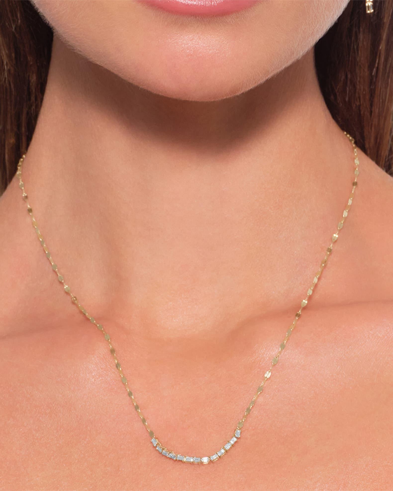 Baguette Diamond Tennis Section Chain Necklace Product Image