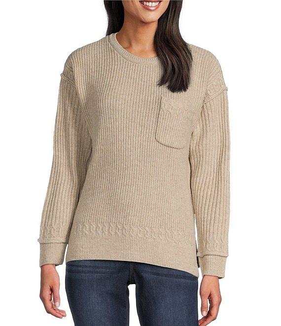 Westbound Pocket Long Sleeve Crew Neck Sweater Product Image