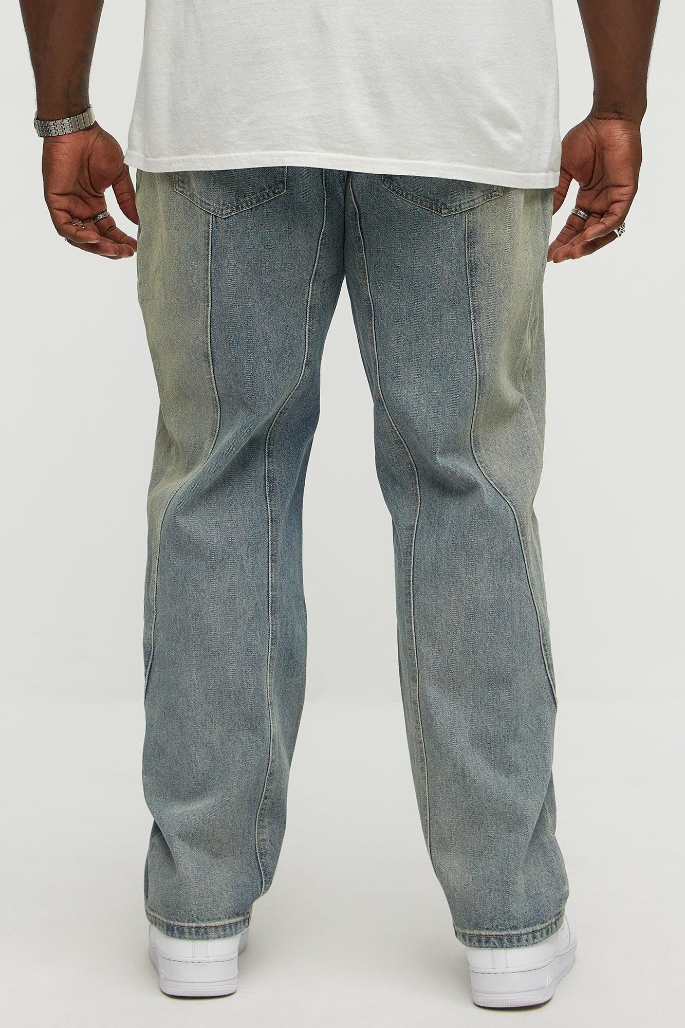Up And Down Panel Slim Jeans - Vintage Blue Wash Product Image