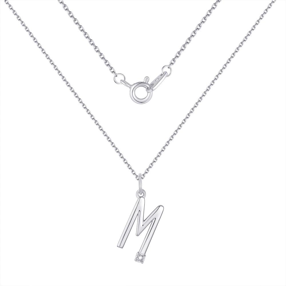 Forever Radiant Diamond Accent Initial Pendant Necklace, Women's, Size: 18", Silver Tone M Product Image