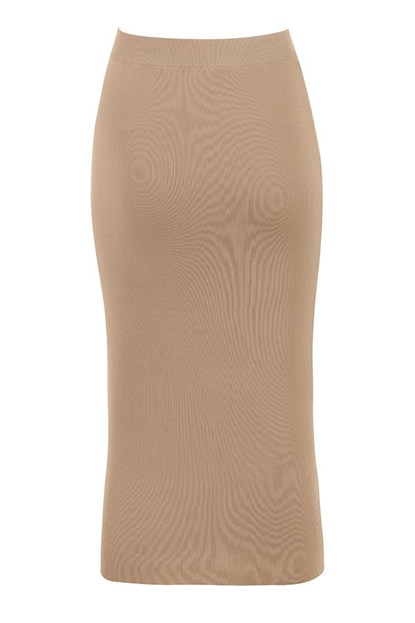 Heather  camel knit midi skirt - sale Product Image