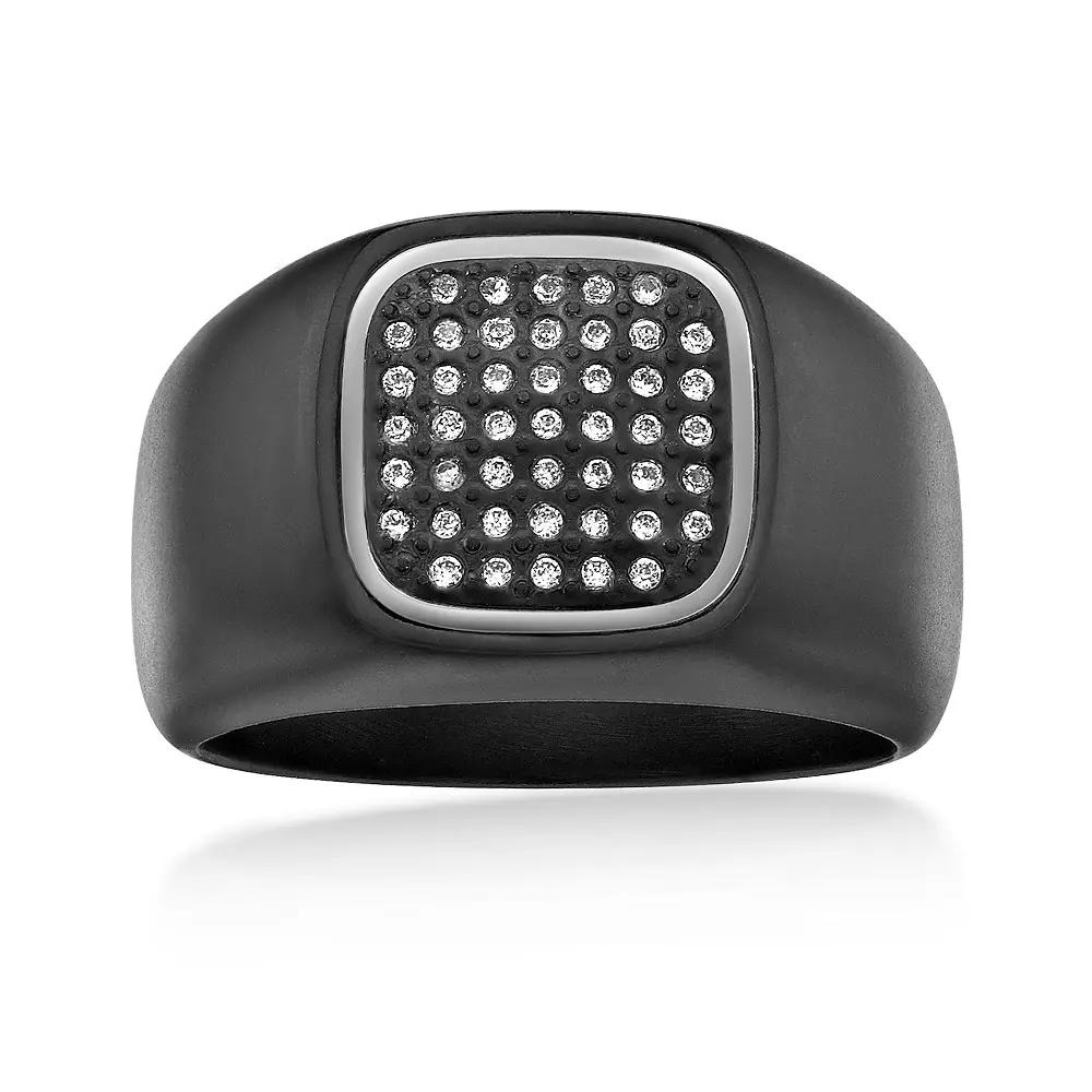 Men's LYNX Stainless Steel Lab-Created White Sapphire Ring, Size: 10 Product Image