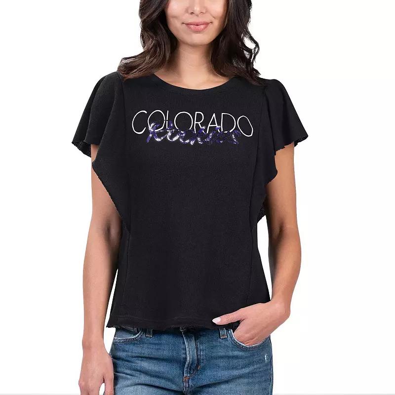 Women's G-III 4Her by Carl Banks Black Colorado Rockies Crowd Wave T-Shirt,  Product Image