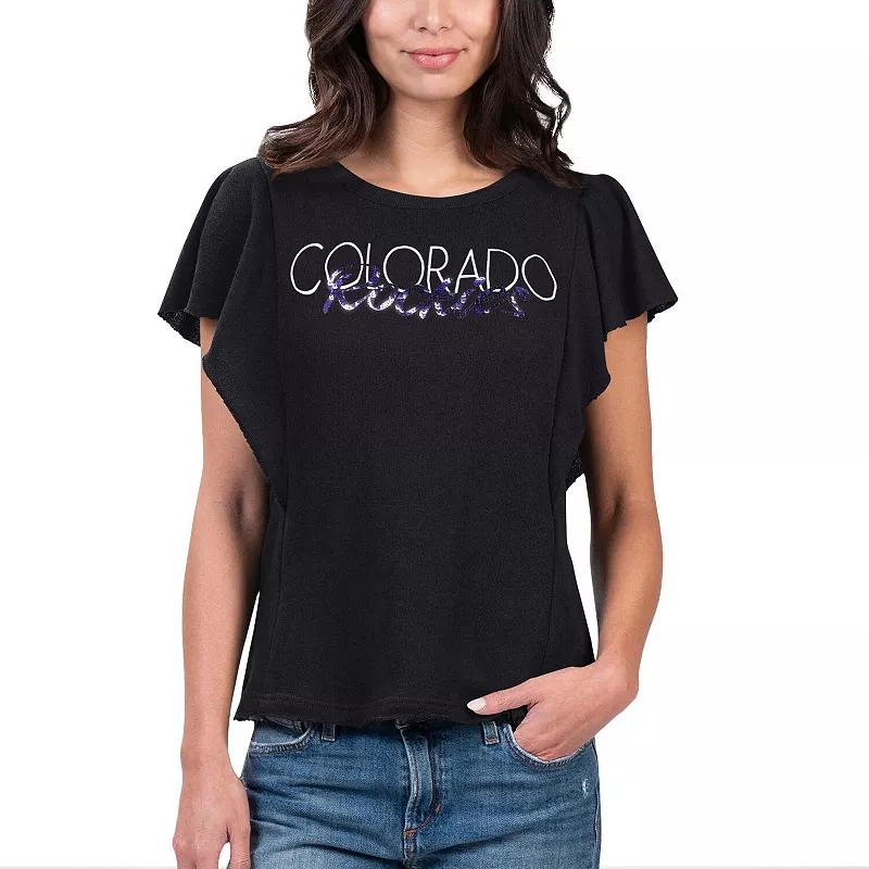 Women's G-III 4Her by Carl Banks Black Colorado Rockies Crowd Wave T-Shirt,  Product Image
