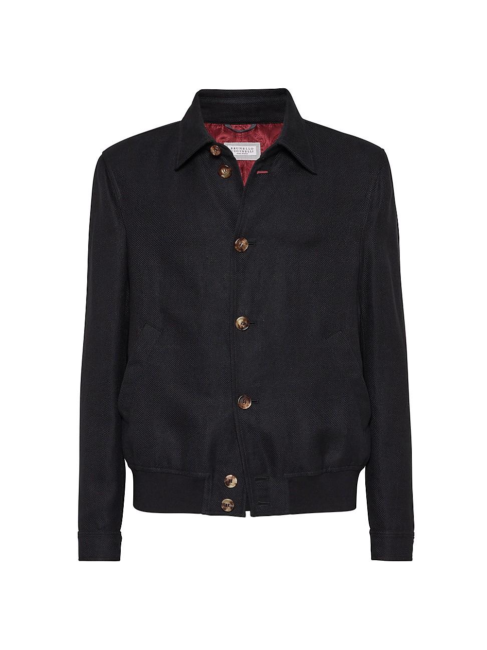 Mens Linen, Wool and Silk Diagonal Outerwear Jacket Product Image