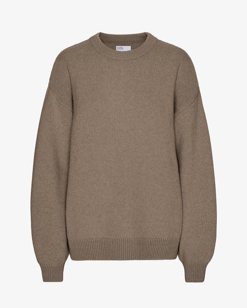 Oversized Merino Wool Crew - Warm Taupe Product Image