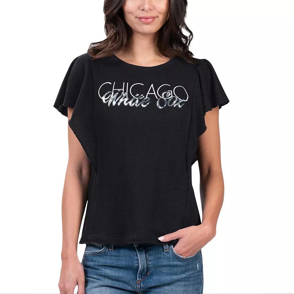 Women's G-III 4Her by Carl Banks Black Chicago White Sox Crowd Wave T-Shirt, Size: Large Product Image
