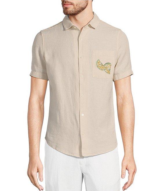 Murano Baird McNutt Linen Textured Short Sleeve Woven Camp Shirt Product Image