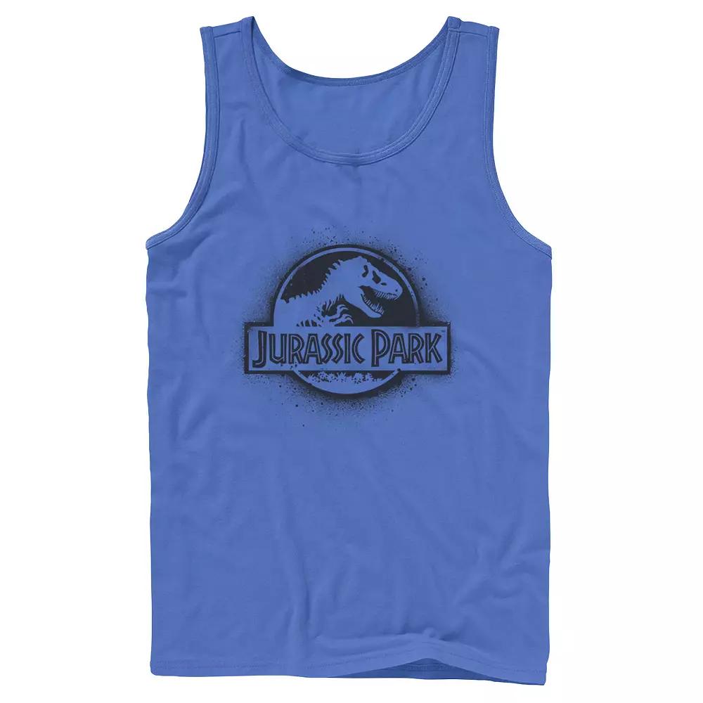 Men's Jurassic Park All White Spray Paint Stencil Movie Logo Tank Top,  Product Image